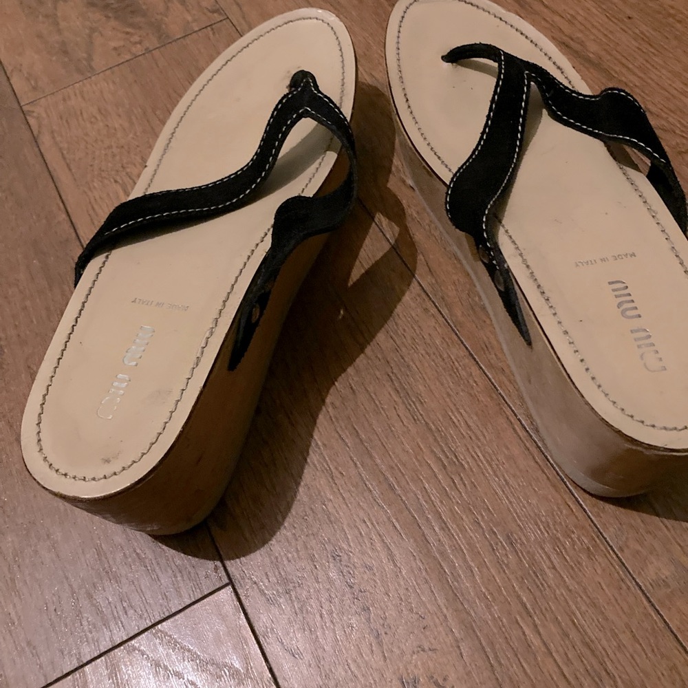 Miu Miu Wooden Thong Platform shoe